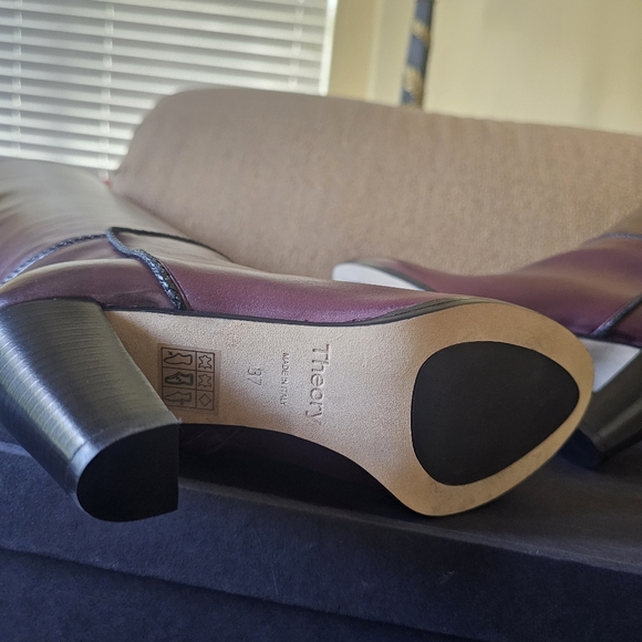 Theory Knee Boot in Wine Red Leather Size 37/7 NWT - Picture 7 of 15